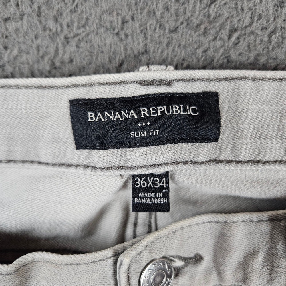 Banana Republic Mens Slim Fit Light Gray Denim Jeans 36x34 - Picture 6 of 8